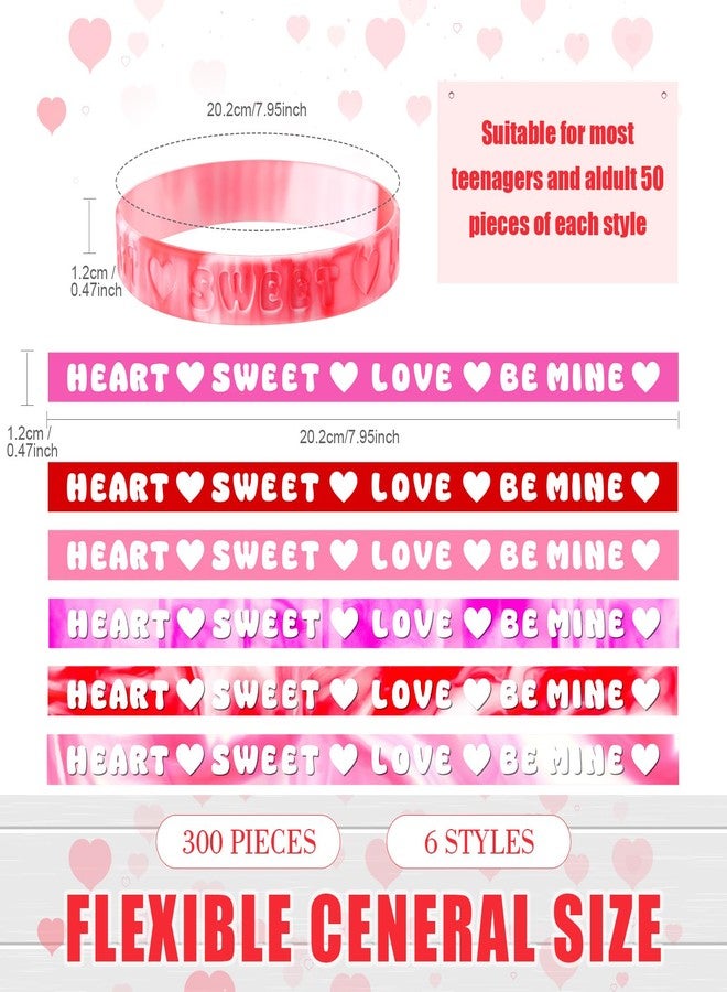 Qilery 300 Pieces Valentine's Day Rubber Bracelets Bulk Silicone Wristband Party Favors Rubber Bracelets Stretch Silicone Wristband for Events Team Party Decorations Gift Favor Supply - Image 3